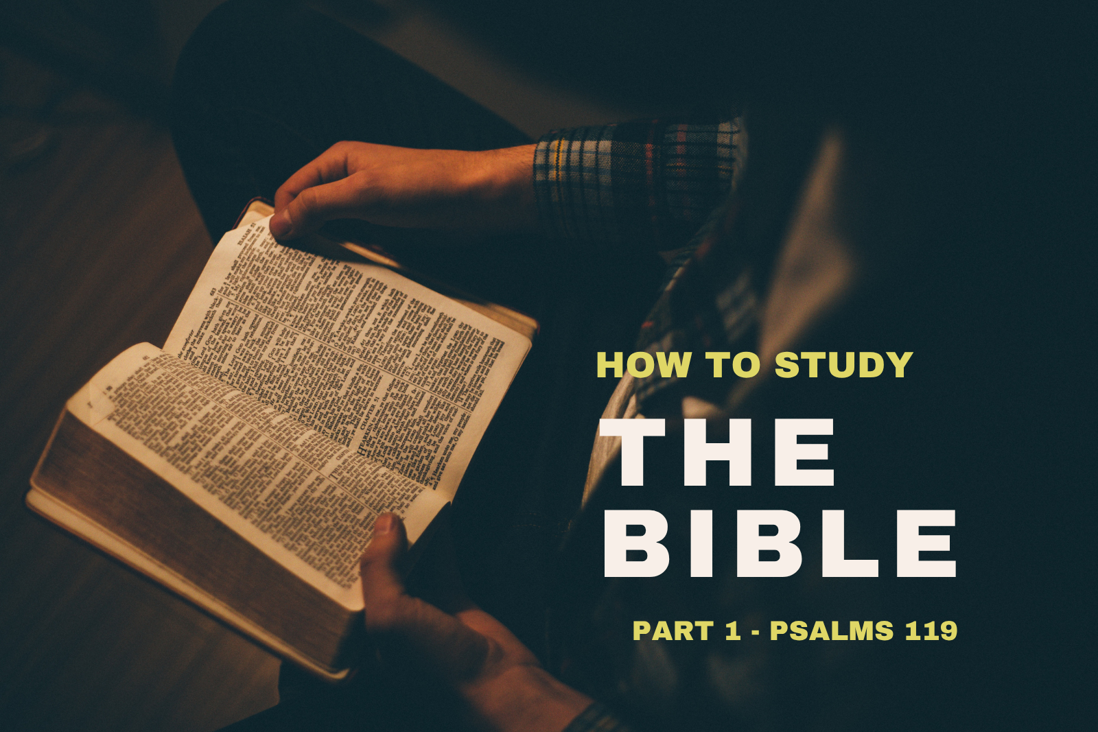 How to Study the Bible Part 1 - person reading an open Bible during a study of Psalm 119
